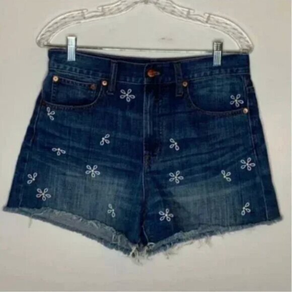 Madewell The Perfect Jean Short: Daisy Embroidered Edition High Waisted Size 28 - Picture 4 of 7